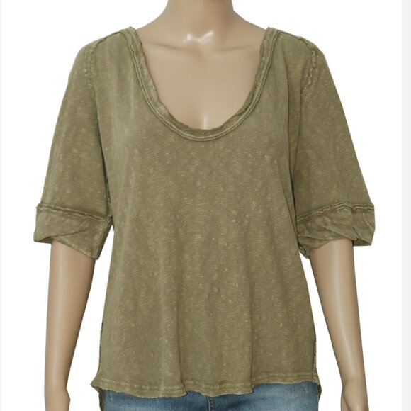 Free People We The Free Like No Other Tee Top Scoop Neck Green XL - Picture 5 of 9